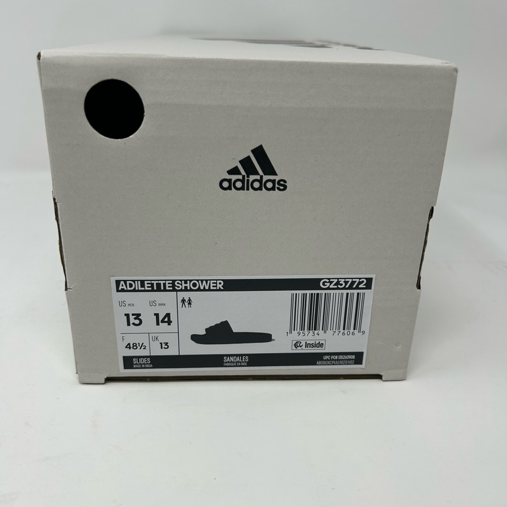 Adidas Adilette Shower Slides US Men Size 13/ Women Size 14 Black GZ3772 - Picture 8 of 8